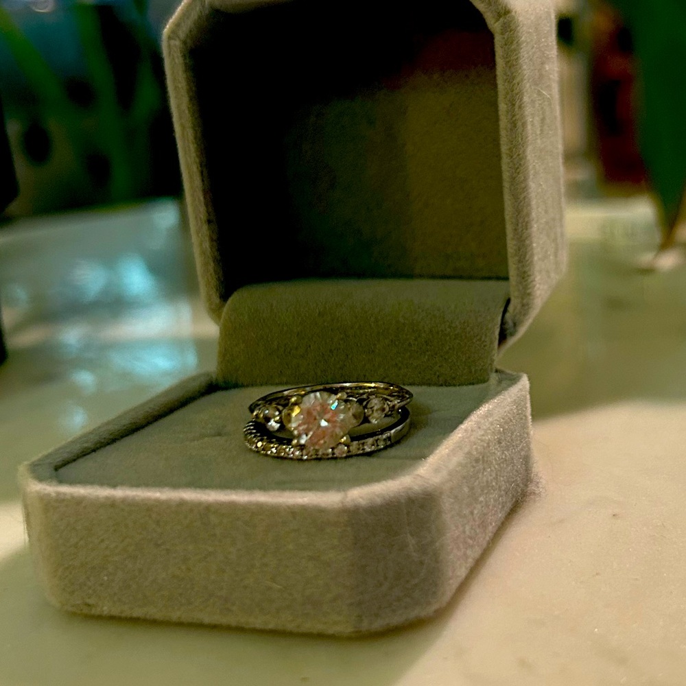 Sterling Silver CZ Women Engagement Wedding Ring Bridal Set Vintage Style